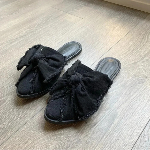 All Saints Rumour Knit Bow Mules Slides Flats Black Slip on Round toe Size 7 - Picture 5 of 14